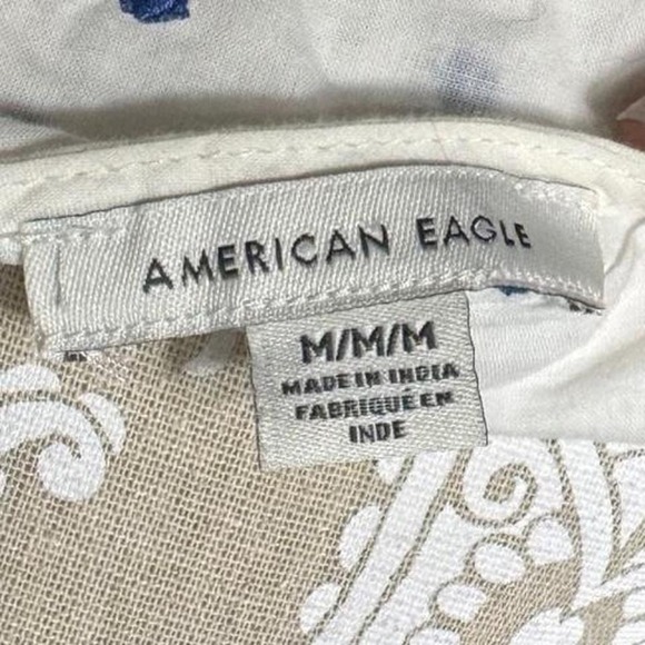 American Eagle White Polka Dot Tie Front Crop Top Women's Medium Y2K Festival - Picture 5 of 6